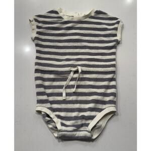Quincy Mae Baby Size 12 18 Months Striped Organic Terry Romper Outfit